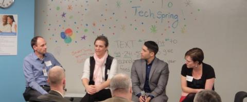 Four individuals on a panel at TechSpring