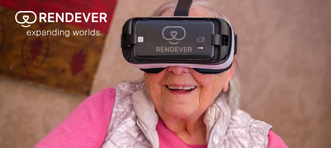 Woman wearing virtual reality device